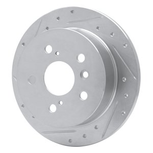Lexus ES300 Brake Rotor (1) - Rear Left - R1 Concepts - Drilled & Slotted - Silver - `02-`08